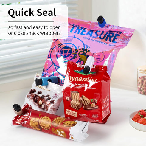 10 Pack Squeeze and Lock Bread Bag Clips, Bread Clips Resuable, Bag Clips for Food Storage, Sturdy Bread Cilp, Heavy Plastic, Handy Bag Cinch, Eas...