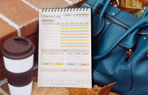 Fitness Journal Workout Log Book for Men & Women - 50 Spiral Bound Sheets, 5.5 x 8.5 - Wellness Tracker Planner Notebook to Track Exercises, Cardi...