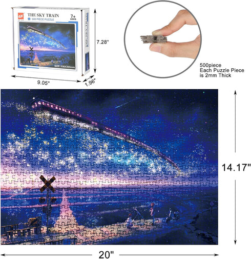 Jigsaw Puzzles 500 Pieces for Adults Romantic Pinwheel Night Sky Train Sea Beach Aurora Stars Kids Educational Toys Gifts for Teen Challenging Puz...