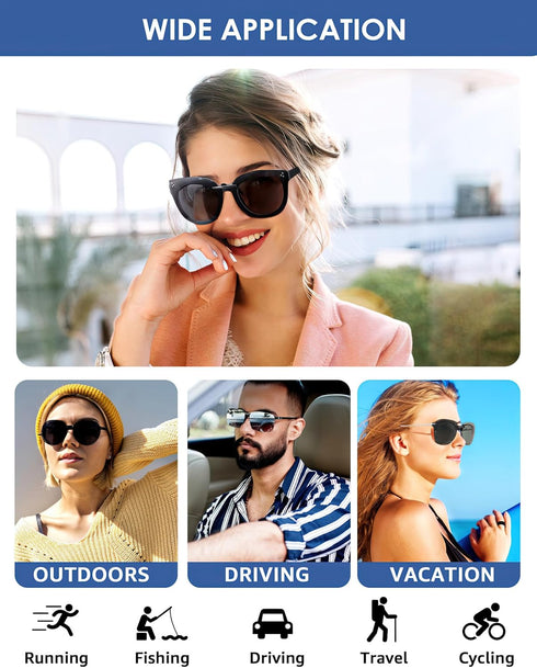 Black Polarized Clip On Sunglasses Over Prescription Glasses for Men Women, Fit Over Eyeglasses Trendy Shades...