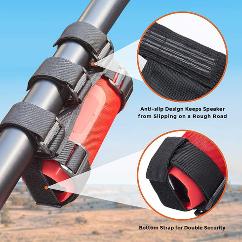 KEMIMOTO UTV Speaker Mount, Adjustable 2 Strap Style Portable Speaker Holder for 1.5" to 2.5" Roll Bar, Compatible with Polaris RZR Ranger Can Am ...