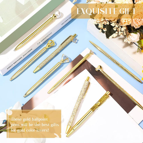 9 Pcs Ballpoint Pens Set Metal Crystal Diamond Pen Glitter Pen for Journaling Black Ink Pretty Cute Pens Fancy Pens Gifts for Women Girls Christma...