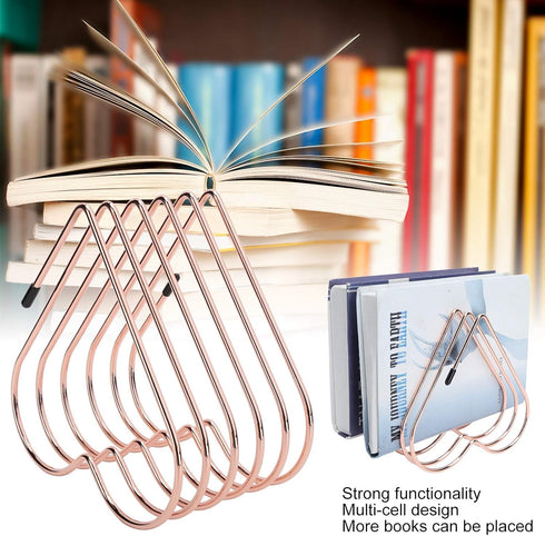Estink Desk Book Storage Rack, 5 Slot Heart Shaped Book Shelf Telescopic Files Folder Stand Office File Organizer Bookshelf Decor Craft Supplies f...