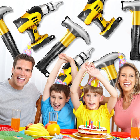 12pcs Hammer Balloons Drill Balloons 17 Inch Inflatable Toys Construction Party Decorations Electric Screwdriver Balloon Decorations for Father's ...