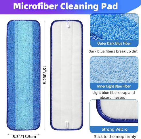 8-Pack Reusable Microfiber Mop Pads for Swiffer PowerMop,Power Mop Pads Refills - includes 4 Microfiber Cleaning Pad, 4 Microfiber Deep Cleaning P...