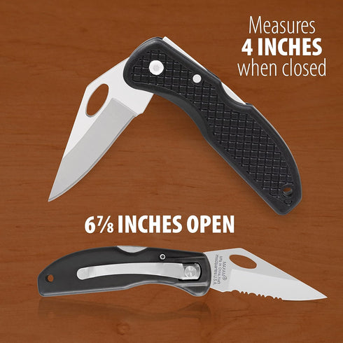 Maxam Falcon VII Lockback 7 (Open) Inch Pocket Knife - Stainless Steel Honed Blade, Textured No-Slip Handle, Carry Clip...
