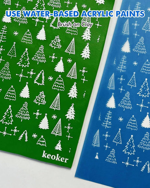 KEOKER Christmas Silk Screen for Polymer Clay, Christmas Silk Screen Stencils for Polymer Clay, Printing on Clay & Other Jewelry Clay Earrings Dec...