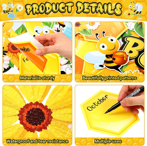 Bee Bulletin Board Set Decorations Summer Bee Sunflower Tree Honey Back to School Motivational Bulletin Board Cutouts for Sunflower Bee Theme Home...