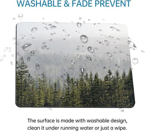 Tree Mouse Pad Green Misty Mountain, Nature Landscape Mousepads Square for Desk Foggy Fir Forest Valley Small Desk Pad Mouse Mat Washable Computer...
