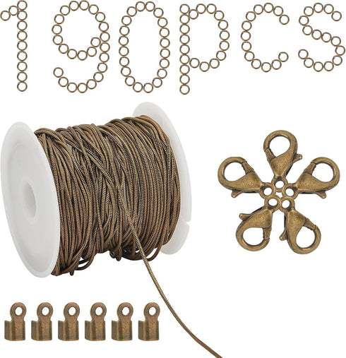 SUNNYCLUE 10 Yard Necklace Chains Jewelry Making Kit Round Snake Antique Bronze Cable Chain Lobster Claw Clasps Cord Ends Jump Rings for Women Adu...