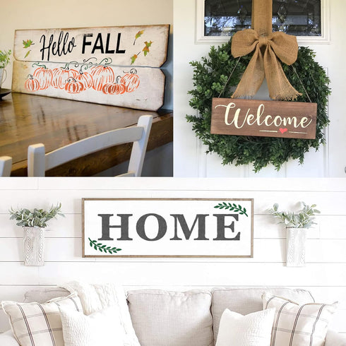 22PCS Large Letter Welcome Stencils for Painting on Wood - Farmhouse Christmas Stencils for Crafts Reusable for Canvas, Fabric, Walls, Porch Sign ...