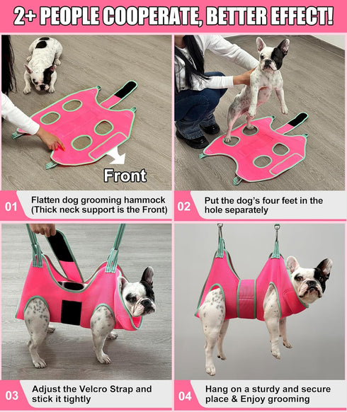 Dog Grooming Hammock,2024 New Version Barbie Pink Medium Dog Hanging Harness Holder for Nail Clipping,Dog Nail Trimming Hammock,Dog Sling Restrain...