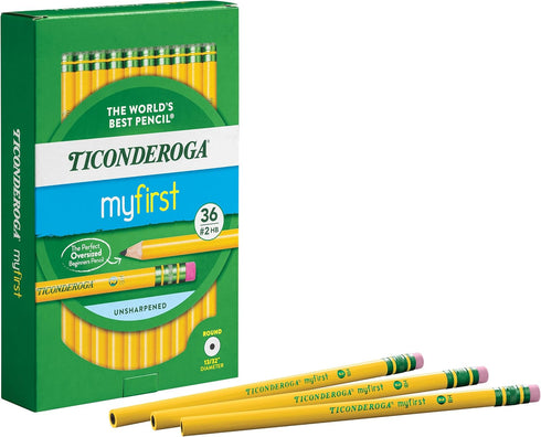 Ticonderoga My First Wood-Cased Pencils, 2 HB, Yellow, 36 Count...