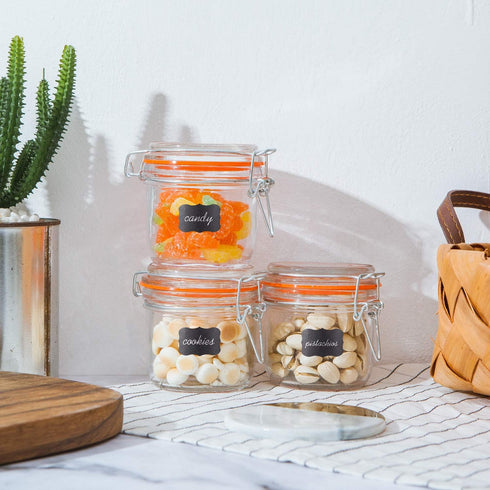 Encheng Glass Jars With Airtight Lids, 6 oz Mason Jars,Glass Jar With Leak Proof Rubber Gasket 200ml,Storage Jar With Hinged Lid for Home and Kitc...