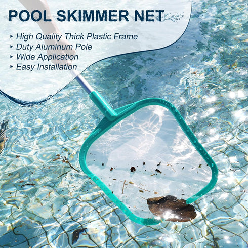 Pool Skimmer Net with Pole, 26", Hot Tub Skimmer Net, Pool Skimmer Net with Pole, Fine Mesh Net Skimmer Rake...