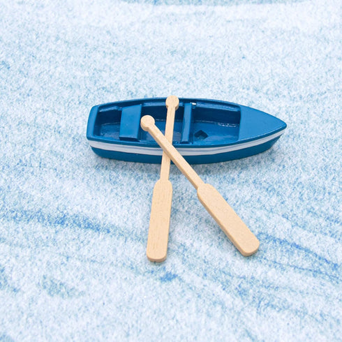AUEAR, Set of 2 Lovely Rowboat Mini Blue Wood Boat Little Resin Boat for Fairy Garden Home Decoration...
