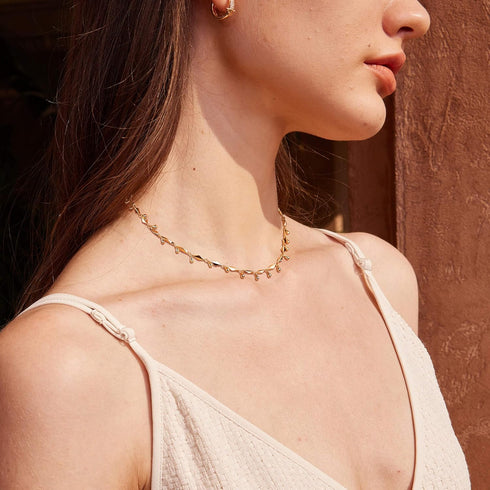 Valloey Rover Choker Necklace for Women 14k Gold Plated Dainty Rope Short Chain Necklace...