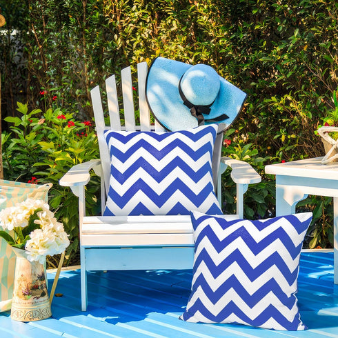 Outdoor Throw Pillow Covers 18×18 Inch, 2 Pack Waterproof Striped Throw Pillow Cases, Decorative Outdoor Couch Pillow Covers for Cushion Patio Por...
