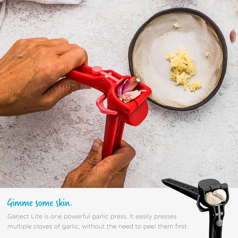 Dreamfarm Garject Lite 2-In-1 Garlic Peeler, Garlic Press & Mincer with Garlic Peel Ejector, Nylon - Red...