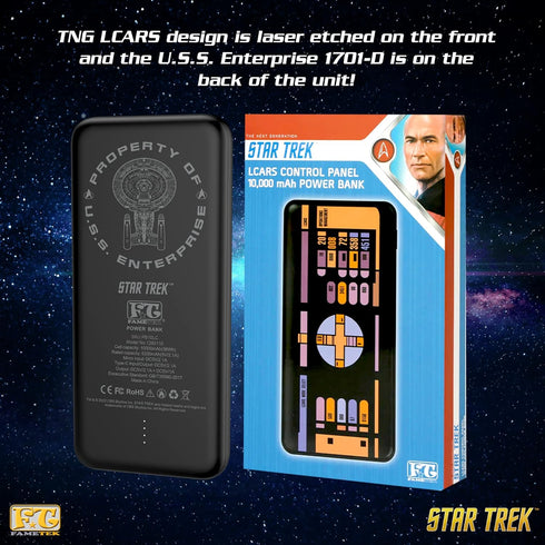 Star Trek Phone Charger | Slim Pocket Sized 10,000mAh Power Bank with TNG LCARS Design, 3 USB Outputs, 2.1A & 1A, Charges Three Devices, USB-A and...