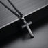 Inspirational Bible Verse Cross Necklace for Men Boys, Stainless Steel Plain Black Silver Cross Pendant Necklace for Men 20-24 Inches Curb Chain F...
