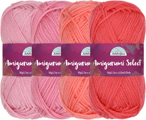 JubileeYarn Amigurumi Select Yarn - Baby Acrylic - Shades of Pink - 4 Skeins...