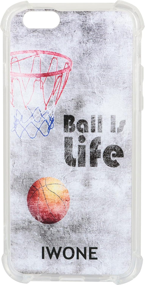 6S Case/6S Case Basketball Cute Rubber Protective Skin Cover Patterned Compatible with iPhone 6S/6 Creative Pattern Basketball Writings Sports...