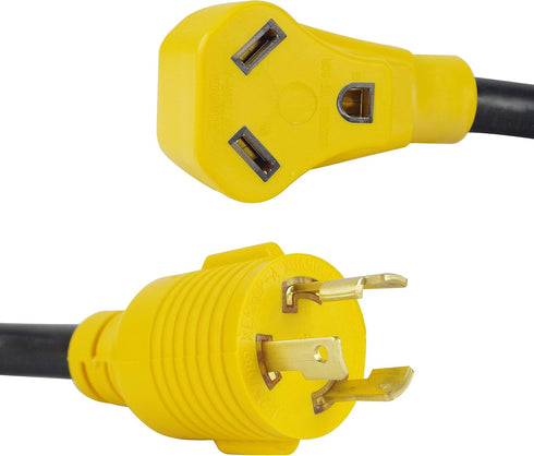 3 Prong RV Generator Adapter Cord,NEMA L5-30P to TT-30R,30 Amp 125V Generator to RV Adapter with 1FT,Heavy Duty SJTW 10/3 Cord, Yellow...