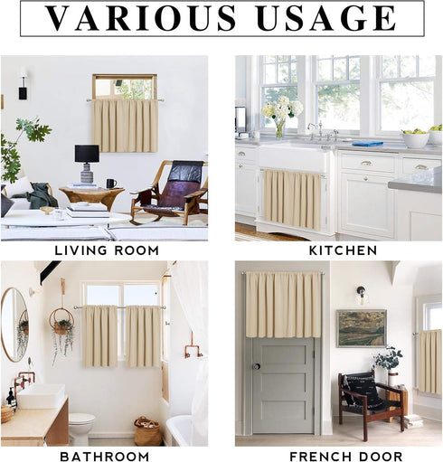 RYB HOME Thermal Insulated Curtains Blackout Small Window Drapes Light Block Privacy for Bathroom Kitchen Laundry RV Curtains, 42 inch Wide by 36 ...
