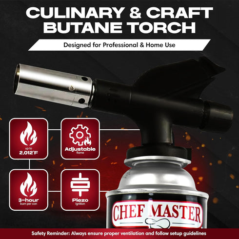 Chef's Torch, Kitchen Torch, Cooking Torch, Refillable Butane Torch Lighter w/ Adjustable Flame for Searing Steaks, Creme Brulee, Desserts, BBQ, B...