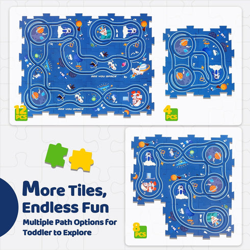 Puzzle Track Race Car Playset for Toddler Logical Road Builder Brain Teasers Board Game, DIY Assemble Puzzle Mat Rail Train Educational Preschool ...