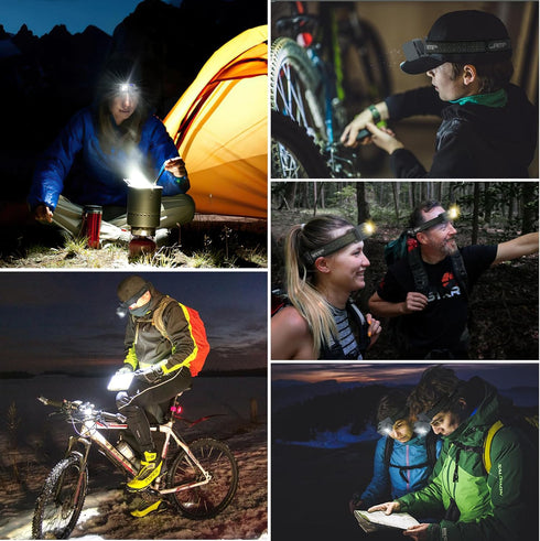 Grey Rechargeable LED Headlamp, 2 Pack 2500 Lumen Head Lamp with Motion Sensor, 7 Modes Bright Head Light, USB Recharge Flashlight Camping Accesso...