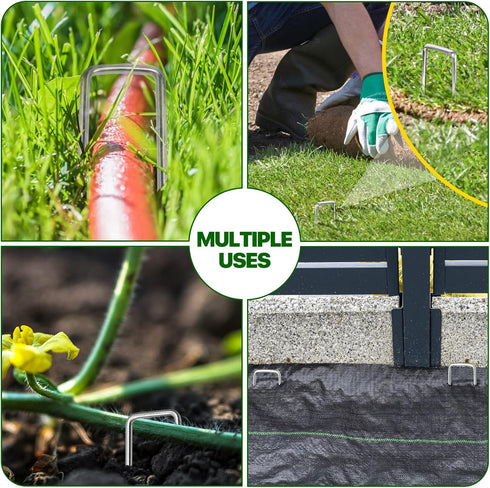 4 Inch 50 Pack Landscape Staples Galvanized Garden Stakes Anti-Rust Landscape Pins for Weed Barrier Fabric, Artificial Turf and Landscape Fabric...