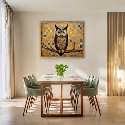 Posterizer 1 pcs- cute black owl with mosaic style-Art for Animal Lovers- Living Room Bedroom Decor- unframed wall art...