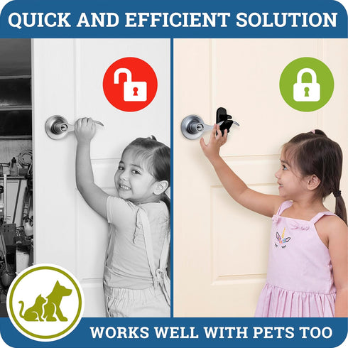 Door Lever Lock (3 Pack) Prevents Toddlers from Opening Doors. 3.25" L * 1.5" W * 4.5" H Easy One Hand Operation for Adults. Durable ABS with 3M A...