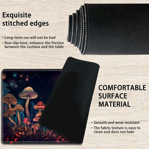 TCG Playmat Board Game Mat Plus 50 Pcs Card Sleeves, 24 x 14 Table Mats Neon Mushroom Game Mousepad with Soft Surface Non-slip Base for MTG RPG CC...