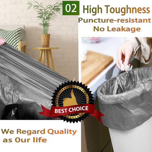 4 Gallon Trash Bag, Small Trash Bags, 15 Liter Dark Gray Garbage Bags, 100 Count...