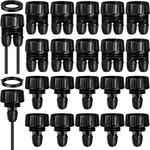 20 PCS 3/4 to 1/4 Inch Drip Irrigation Tubing Connectors Drip Irrigation Hose Connectors Garden Hose Adapter with Washers 3/4 US Standard Thread D...