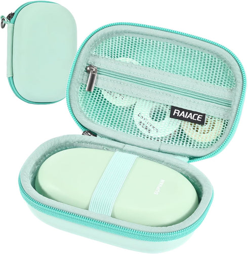 RAIACE Hard Travel Storage Case Compatible with SUPVAN E10 Mini Label Printer, Mesh Pocket for Label Paper, Cables and accessories. - Green...