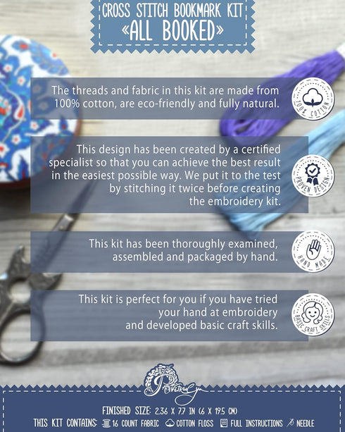 Sorry, my weekend is all booked' - Counted Cross Stitch Kit for Adults - Snarky Embroidery Set with Funny Inspirational Quote, Gifts for Reader, ...