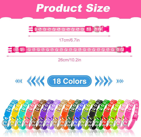 18 Pcs Puppy Collars for Litter Adjustable Puppy Whelping Collars Soft Nylon Puppy ID Collars with Safety Quick Release Buckle for Small Medium Do...
