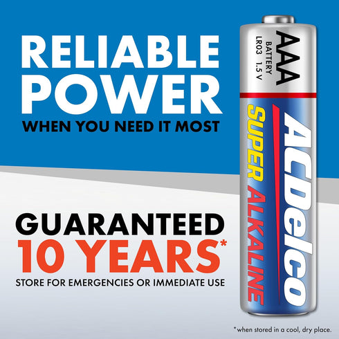 ACDelco 20-Count Triple AAA Batteries, Maximum Power Super Alkaline Battery for Home and Office, 10-Year Shelf Life, Reclosable Packaging...