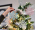 DearHouse 36pcs Plastic Snowflake Ornaments, Tiny Sparkling Glitter Snowflake Ornaments on String Hanger for Christmas Tree Decorations (Blue)...