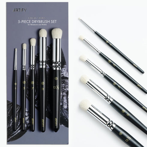 ARTIFY Drybrush Set of 5 Sizes: Expert Series Dry Brush for Effortless Miniature, Model, Ceramics, Citadel Painting - Hobby Detail Small Acrylic O...