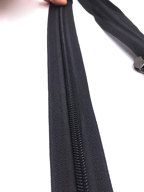 Goyunwell Black Zipper Tape by The Yard #5 with 10 Yards Black Nylon Coil Zippers for Sewing Purse and Bag 20pcs Gunmetal Zipper Pulls...