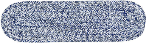 Super Area Rugs Farmhouse Braided Rug Cotton Kitchen Reversible Carpet Blue & White, 8" X 28" - Single Stair Tread...