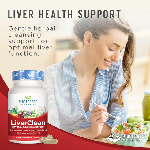 Ridgecrest Herbals LiverClean, Herbal Liver Support Supplement, Blessed Thistle, Dandelion, Detox, Cleanse Support, Healthy Bile (60 Caps, 30 Serv...