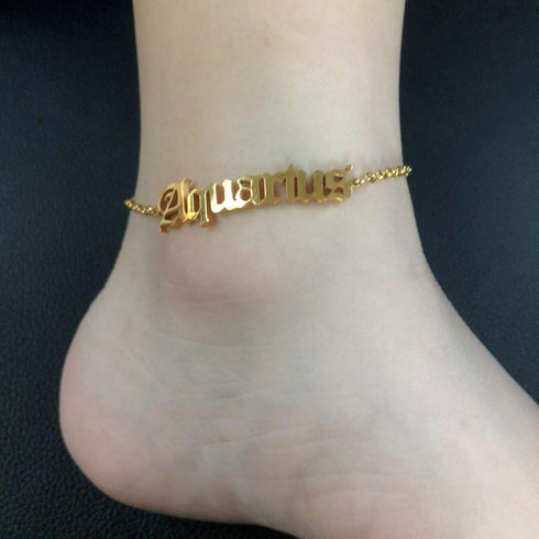 Zodiac Sign Anklet for Women, 12 Constellation Ankle Bracelets Gold Silver Horoscope Anklet Adjustable Foot Chain Dainty Brithday Gifts...
