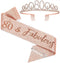 Rose Gold Birthday Tiara and Sash for Women, Fabulous 80th Birthday Party Favor...