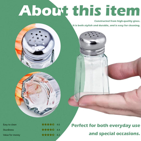 1st Choice Salt and Pepper Shakers with Stainless Tops Set of 2 (Paneled Shakers)...